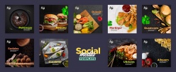 文化美食-餐饮美食正方形画册模板PSD